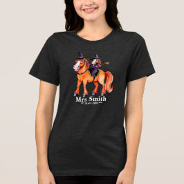 Camiseta Triblenda Pareja divertida de brujas de caballos