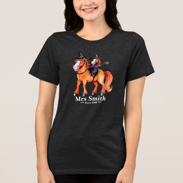 Camiseta Triblenda Pareja divertida de brujas de caballos (Anverso)