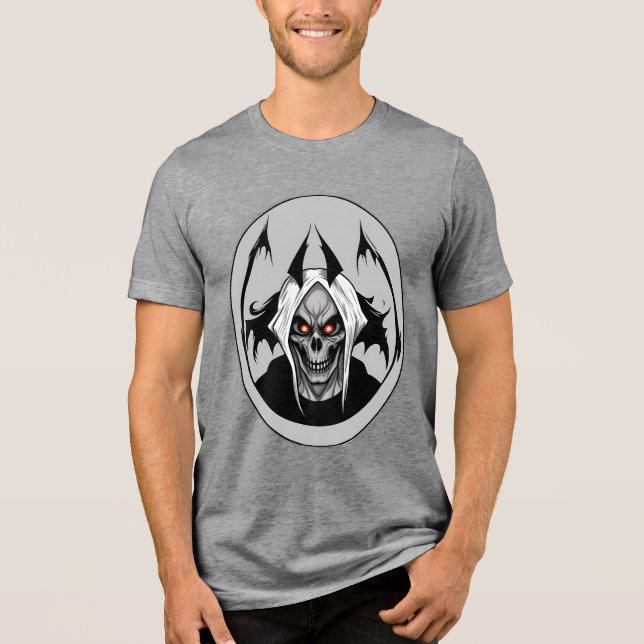 Camiseta Triblenda Pareja Grim De Los Ojos Clásicos De Gris Deslumbra (Anverso)