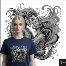 Camiseta Triblenda Pareja Vibrante Abraza el Arte Fluido Psicodélico