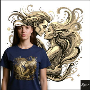 Camiseta Triblenda Pareja Vibrante Abraza el Arte Fluido Psicodélico