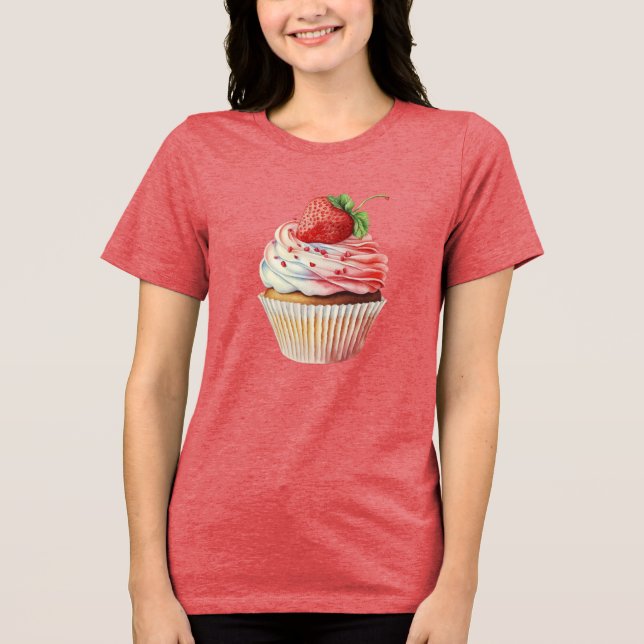 Camiseta Triblenda Pastel de fresa postre dulce (Anverso)