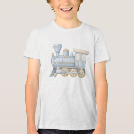 Camiseta Triblenda Pastel Vintage Steam Train Locomotive Illustration