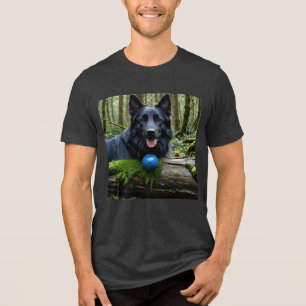 Camiseta Triblenda Pastor alemán negro con bolas