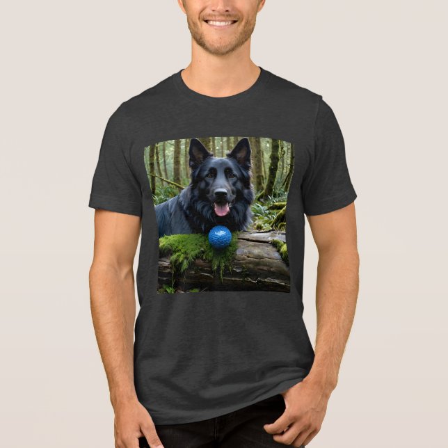 Camiseta Triblenda Pastor alemán negro con bolas (Anverso)