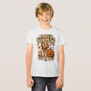 Camiseta Triblenda Patas y Calabazas Perrito Divertido de Halloween