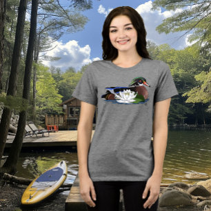 Camiseta Triblenda Pato de madera colorido Nenúfar Vida silvestre Azu