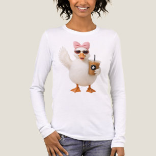 Camiseta Triblenda Pato Lindo Lazo Rosa Gafas de Corazón Café Helado