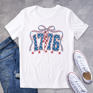 Camiseta Triblenda Patriotic 1776 Stars Stripes Coquette Bow