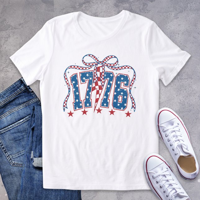 Camiseta Triblenda Patriotic 1776 Stars Stripes Coquette Bow (Subido por el creador)