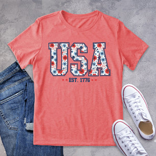 Camiseta Triblenda Patriotic Floral USA 1776