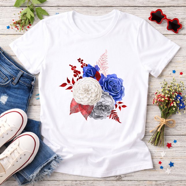 Camiseta Triblenda Patriotic Red White Blue Roses (Subido por el creador)