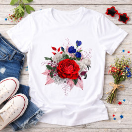 Camiseta Triblenda Patriotic Rose Bouquet