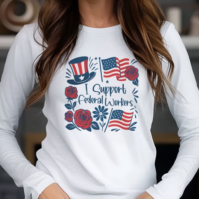 Camiseta Triblenda Patriótico Apoyo a Trabajadores Federales, Emplead (Subido por el creador)