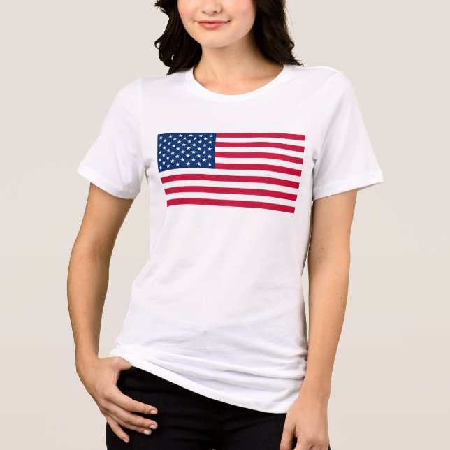 Camiseta Triblenda Patriótico de la Bandera Americana (Anverso)