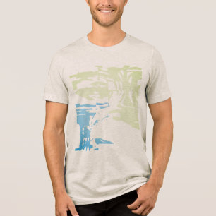 Camiseta Triblenda Patrón azul tropical verde tropical de playa tipo