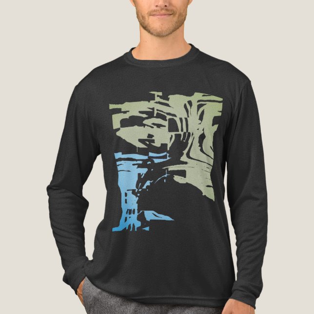 Camiseta Triblenda Patrón azul tropical verde tropical de playa tipo  (Anverso)