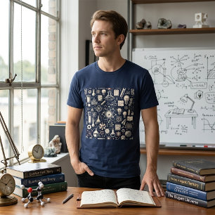 Camiseta Triblenda Patrón de ciencia de vintage - Illus atómico y quí