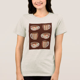 Camiseta Triblenda Patrón de círculo cálido en tazas de café