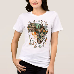 Camiseta Triblenda Patrón de elementos tribales decorativos del mapa 