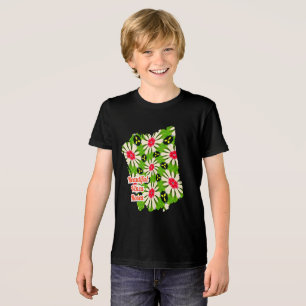 Camiseta Triblenda Patrón de flores rosadas y blancas