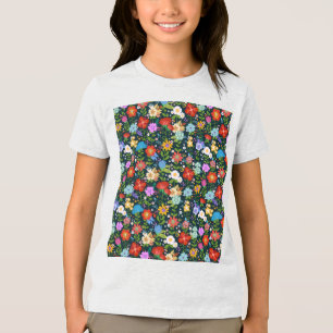 Camiseta Triblenda Patrón de flores sin soldadura Ditsy-13554