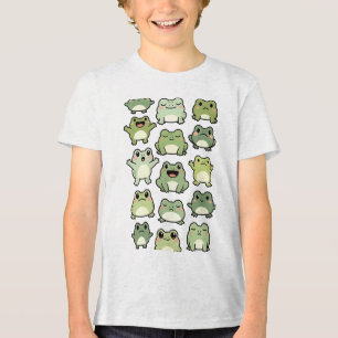 Camiseta Triblenda Patrón de garabato de rana - Regalo Kawaii para ni