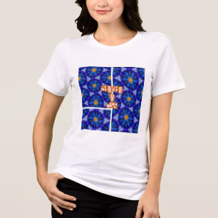 Camiseta Triblenda Patrón de las flores azules abstractas