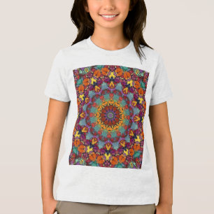 Camiseta Triblenda Patrón de Mandala de Caleidoscopio Fractal-64351