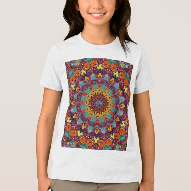 Camiseta Triblenda Patrón de Mandala de Caleidoscopio Fractal-64351 (Anverso)