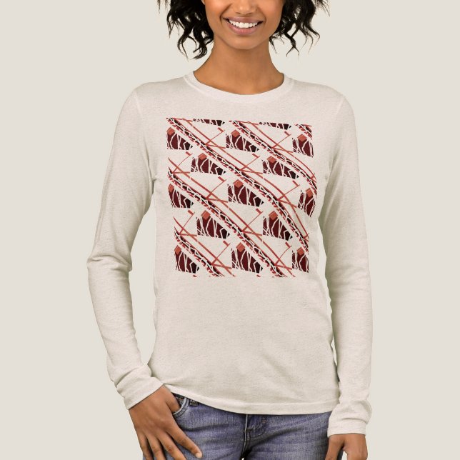 Camiseta Triblenda Patrón de mosaicos abstractos de terracota marrón (Anverso)