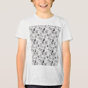 Camiseta Triblenda Patrón de paisley blanco y negro - Arte textil ele