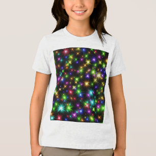 Camiseta Triblenda Patrón de rayos de estrella de Navidad multicolor