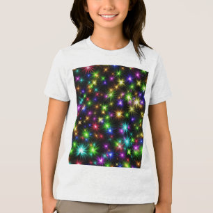Camiseta Triblenda Patrón de rayos de estrella de Navidad multicolor