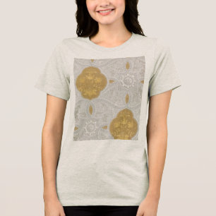 Camiseta Triblenda Patrón decorativo de crema y dorado