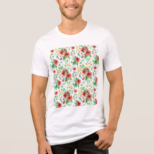 Camiseta Triblenda Patrón floral de flores rosadas pintadas a mano-23