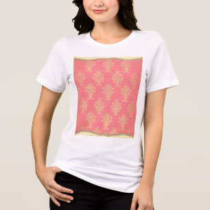 Camiseta Triblenda Patrón floral rosa y dorado