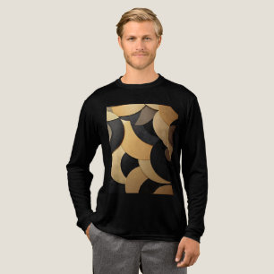 Camiseta Triblenda Patrón geométrico abstracto de oro y negro