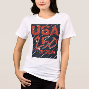 Camiseta Triblenda Patrón geométrico de la bandera de EE. UU. Moder