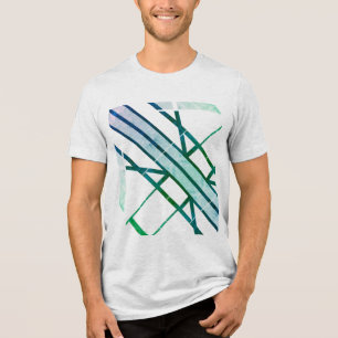 Camiseta Triblenda Patrón geométrico diagonal gris verde estilo MCM