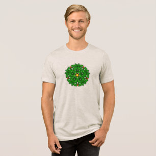 Camiseta Triblenda Patrón geométrico floral verde