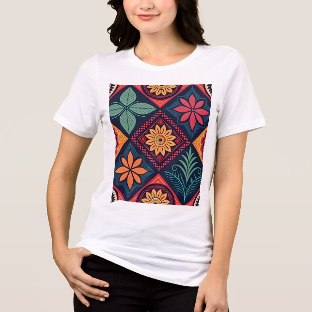 Camiseta Triblenda Patrón mágico de las flores (Anverso)