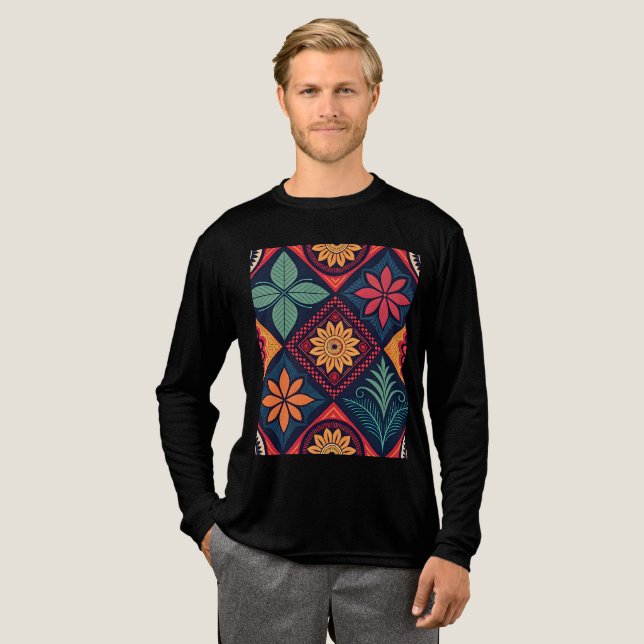 Camiseta Triblenda Patrón mágico de las flores (Anverso Completo)