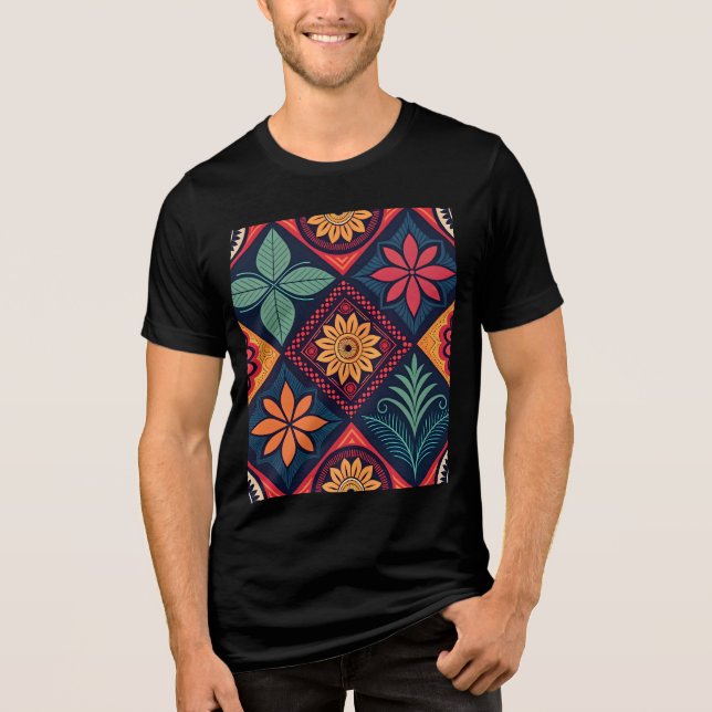 Camiseta Triblenda Patrón mágico de las flores (Anverso)