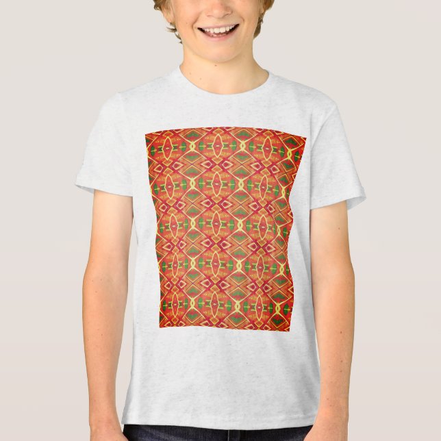 Camiseta Triblenda patrón naranja y verde (Anverso)