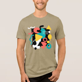 Camiseta Triblenda Patrón Retro Abstracto Geométrico de Memphis de lo