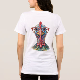 Camiseta Triblenda Pavo Divertido con Gafas Caricatura Divertida