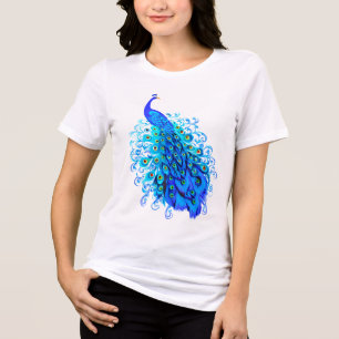 Camiseta Triblenda Pavo real en turquesa y azul cobalto