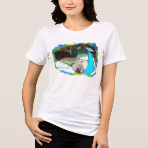 Camiseta Triblenda Pavo real macho tomando el sol