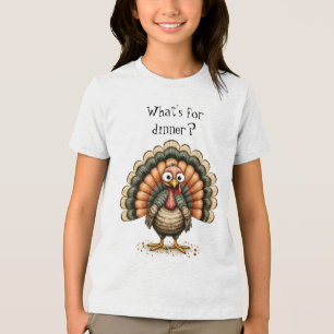 Camiseta Triblenda Pavo Torpe y Extravagante ¿Qué Hay Para Cenar? Par